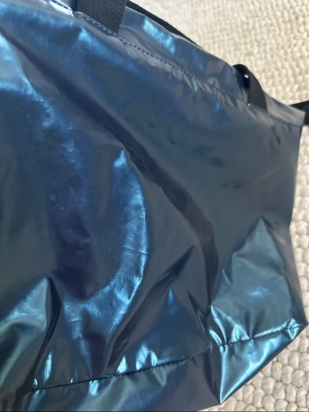 Jack Gomme Paris Tote Metallic Blue Coated Canvas Crossbody w/ Pouch - Picture 4 of 10